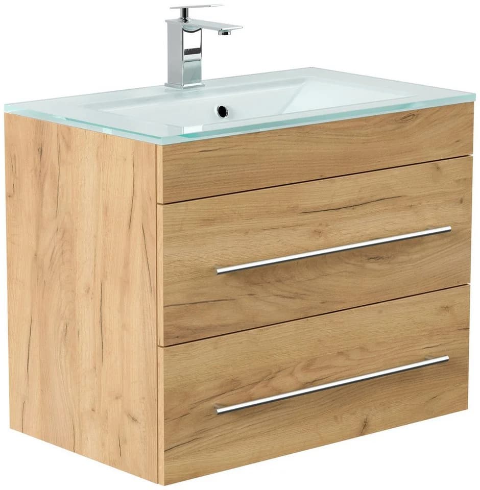Magnolia Home Badmöbel Vitro 750 mit Glaswaschbecken Eiche Gold - Bild 2