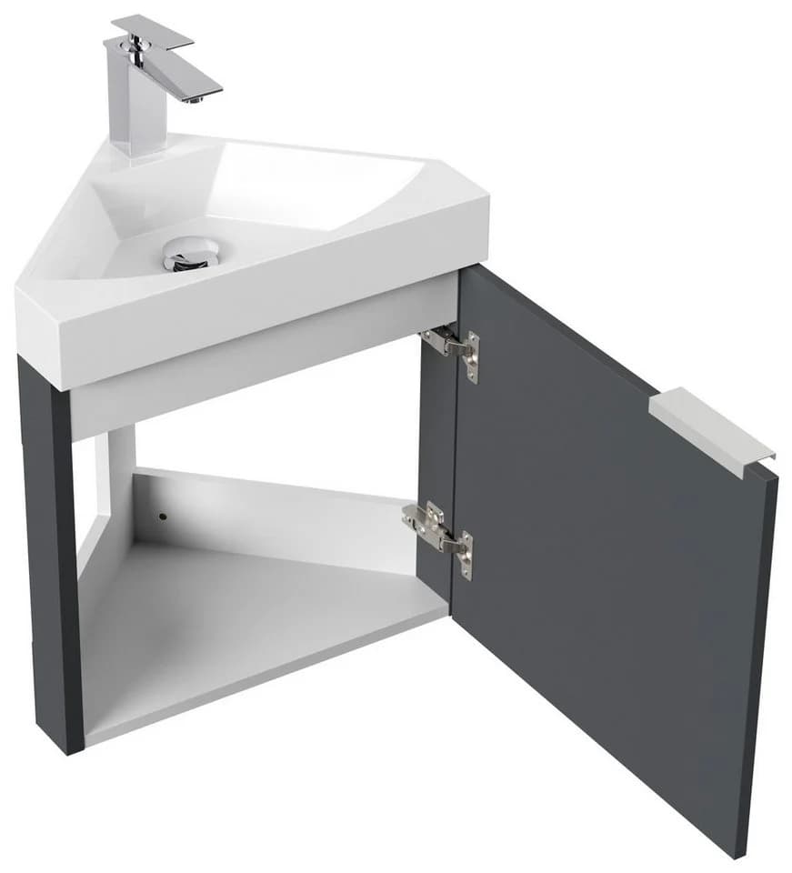 Magnolia Home Waschtisch Gäste WC Eckbadmöbel Diamant Slimline SoftClose