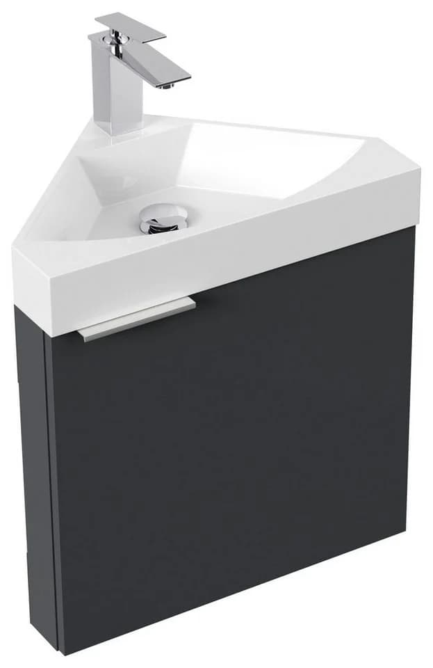 Magnolia Home Waschtisch Gäste WC Eckbadmöbel Diamant Slimline SoftClose - Bild 2