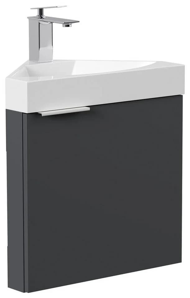Magnolia Home Waschtisch Gäste WC Eckbadmöbel Diamant Slimline SoftClose - Bild 3
