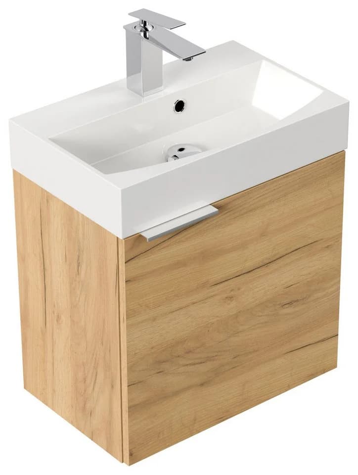 Magnolia Home Badunterschrank Kubus Slimline 50cm SoftClose Eiche Gold - Bild 2