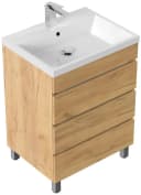 Stand Badmöbel Fellini 60 SoftClose Eiche Gold mit drei grifflosen Schubladen Bild 2