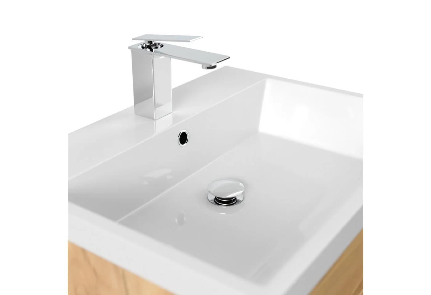 Stand Badmöbel Fellini 60 SoftClose Eiche Gold mit drei grifflosen Schubladen - Bild 5