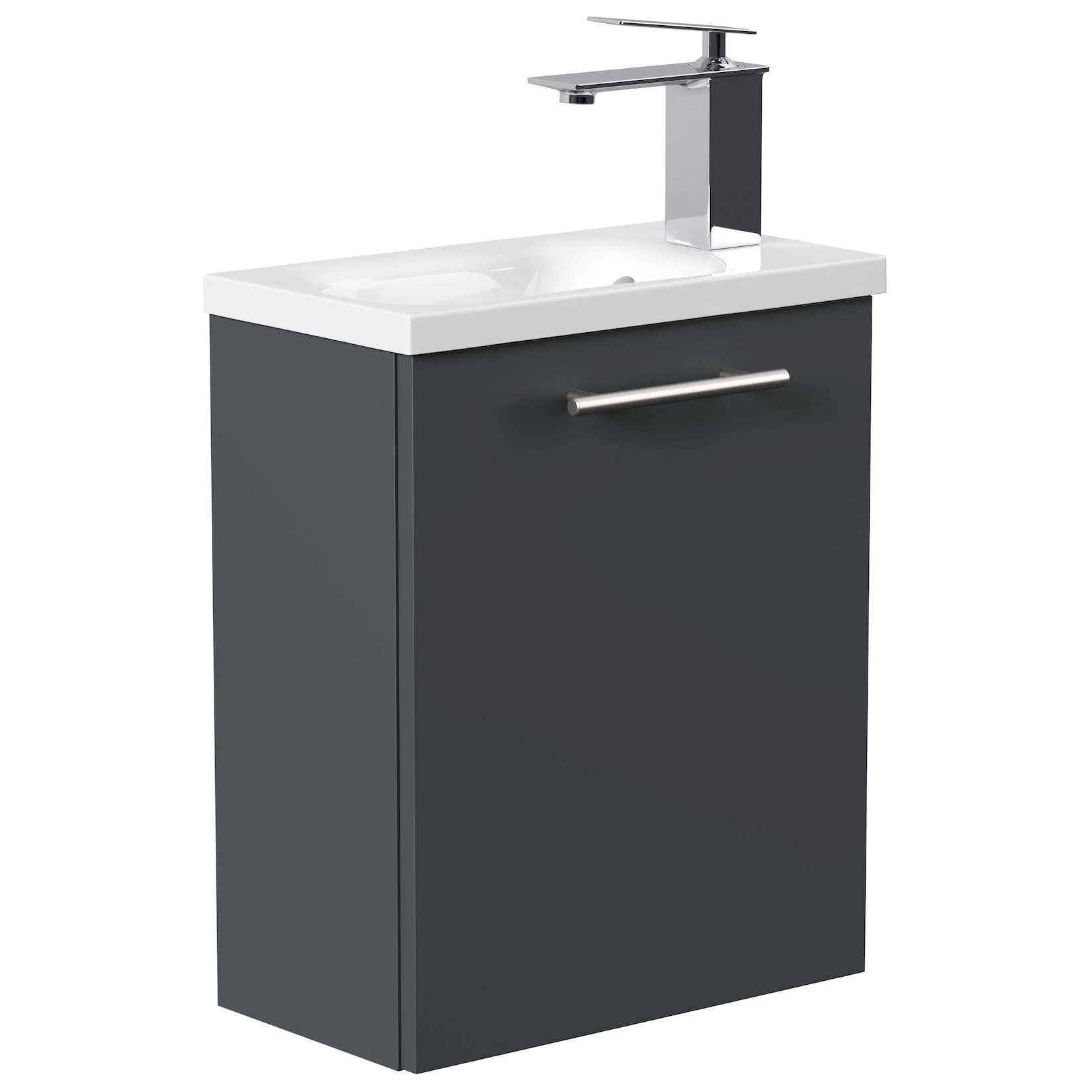 Posseik Gäste WC Badmöbel Pieni Slimline 40cm SoftClose Weiß Hochglanz