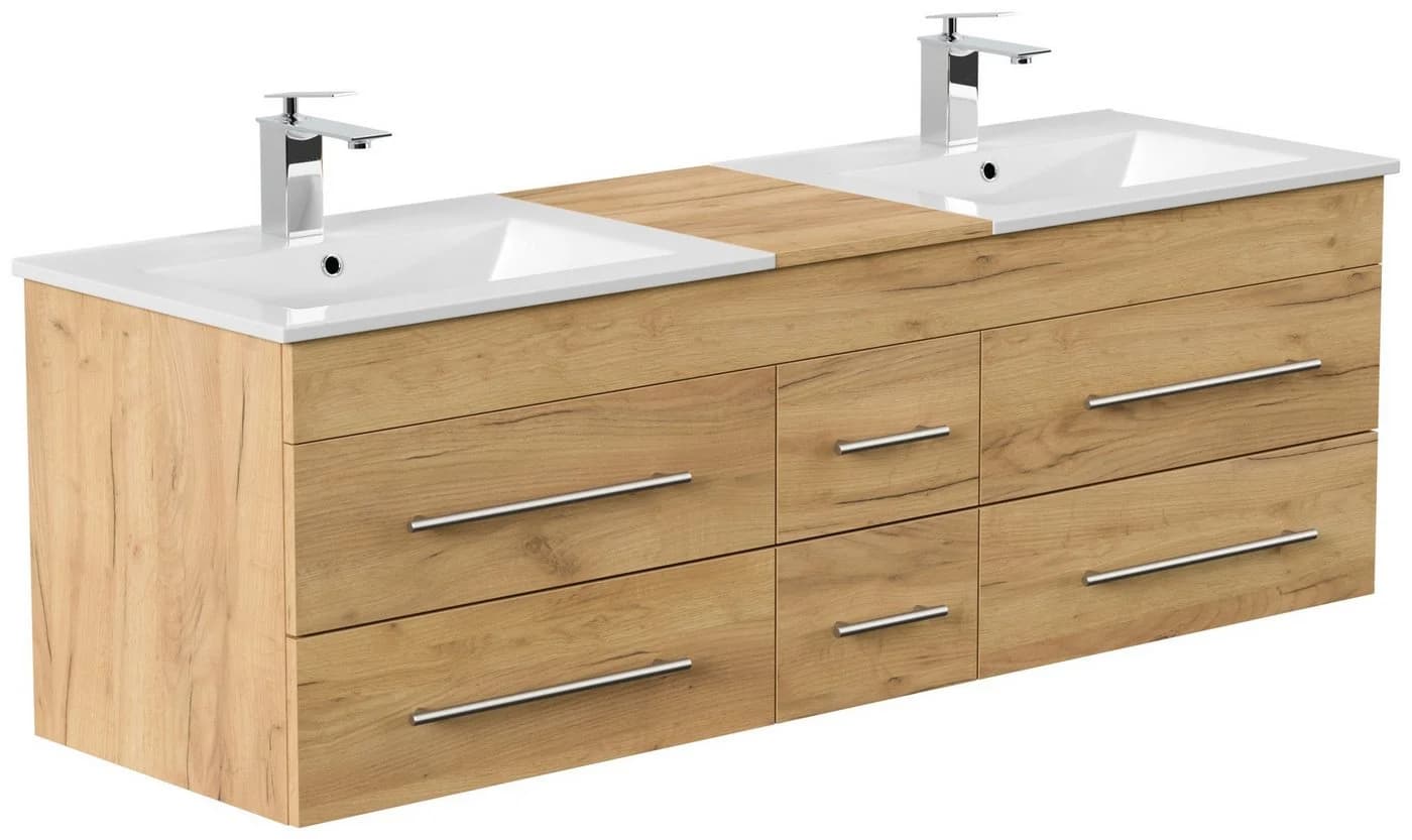Magnolia Home Badmöbelset Roma XL 4-teilig Eiche Gold mit Spiegelschrank - Bild 3