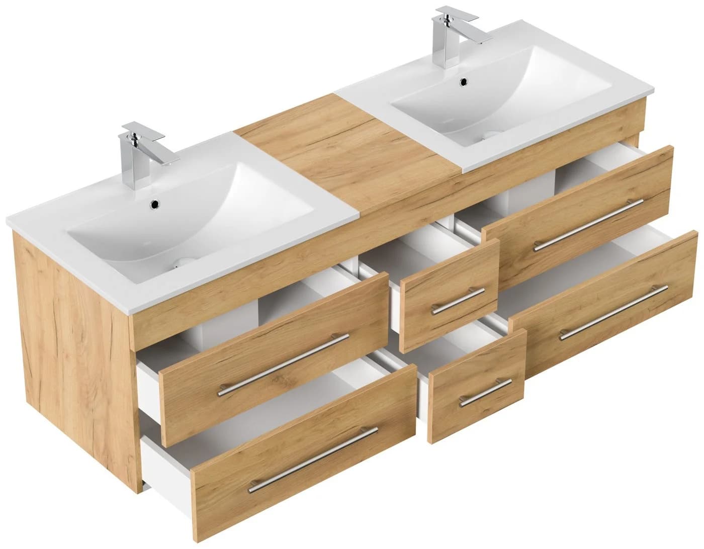 Magnolia Home Badmöbelset Roma XL 4-teilig Eiche Gold mit Spiegelschrank - Bild 4