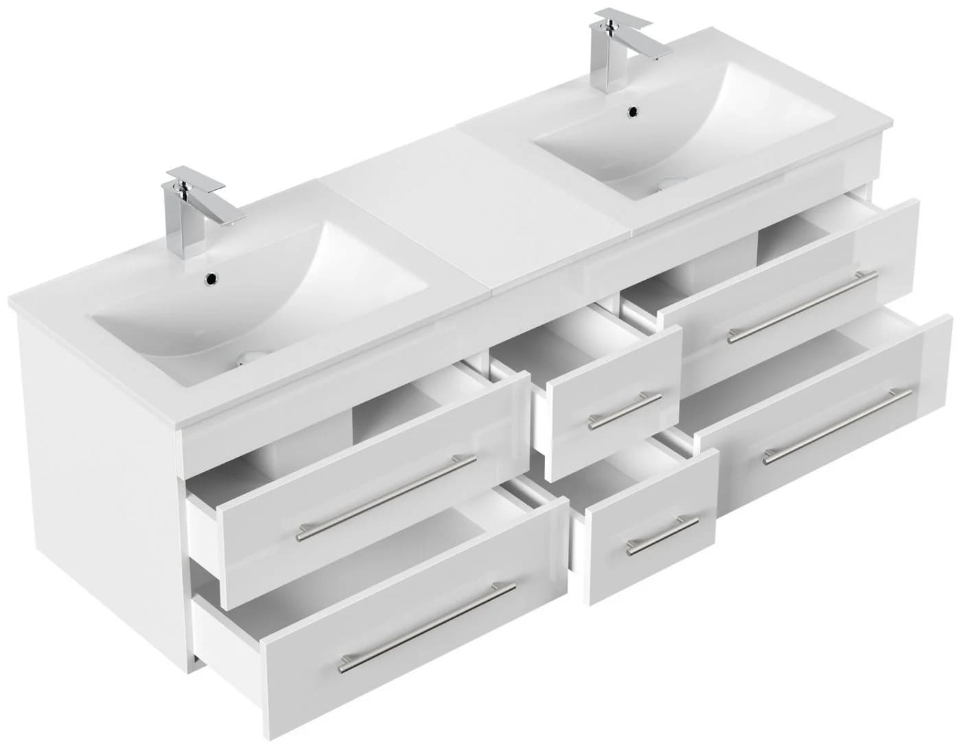 Magnolia Home Badmöbelset Roma XL 2-teilig mit LED Spiegel Weiss Hochglanz - Bild 3