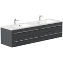 Badmöbel Geant 180 weiss hochglanz Waschtischunterschrank mit Mineralguss-Waschbecken Bild 2