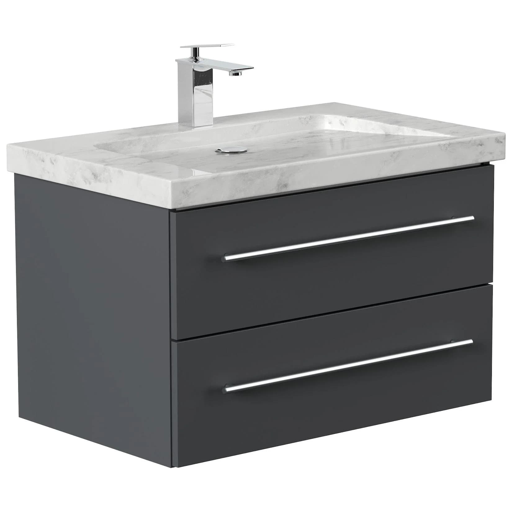 Posseik Badmöbel Marmor Carrara White YAMO 75 cm SoftClose