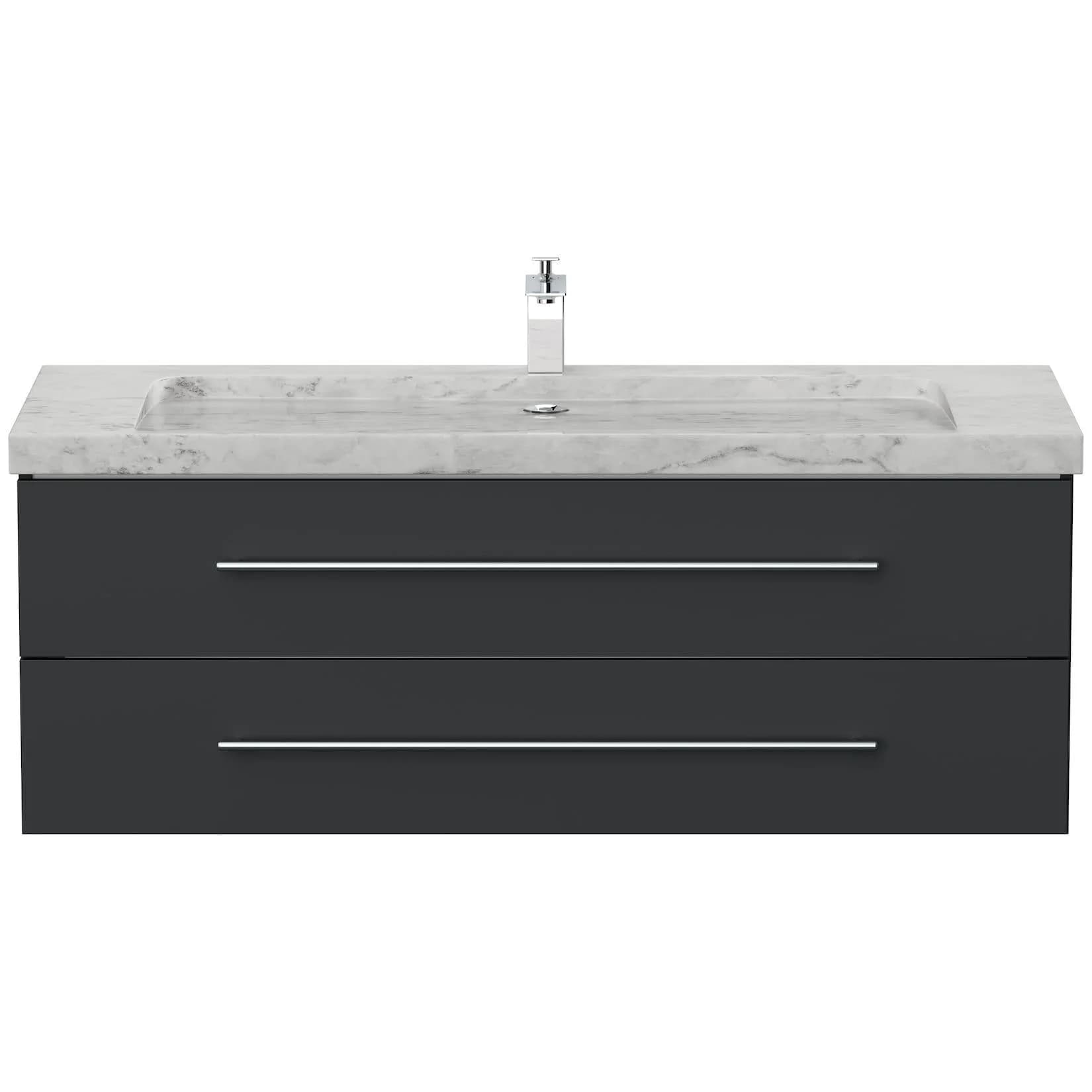 Posseik Badmöbel Marmor Carrara White YAMO 130 cm SoftClose