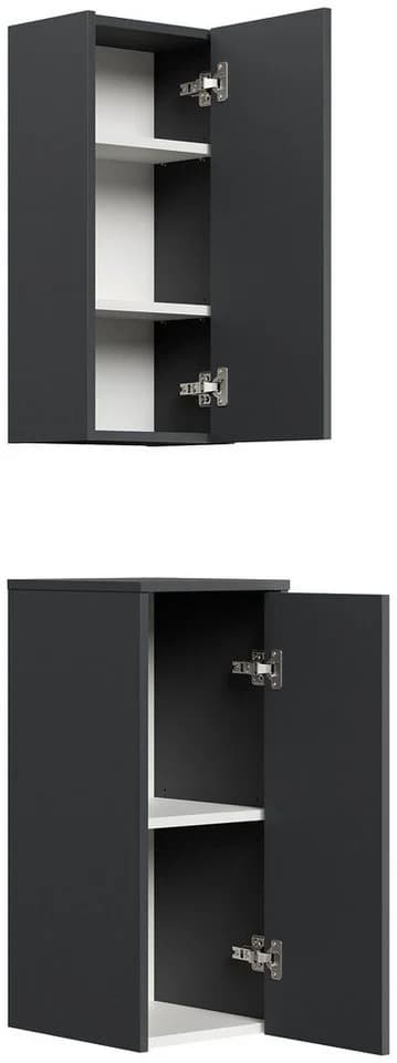 Magnolia Home Badschrank 2er Set Taifun Wandmontage grau Softtouch