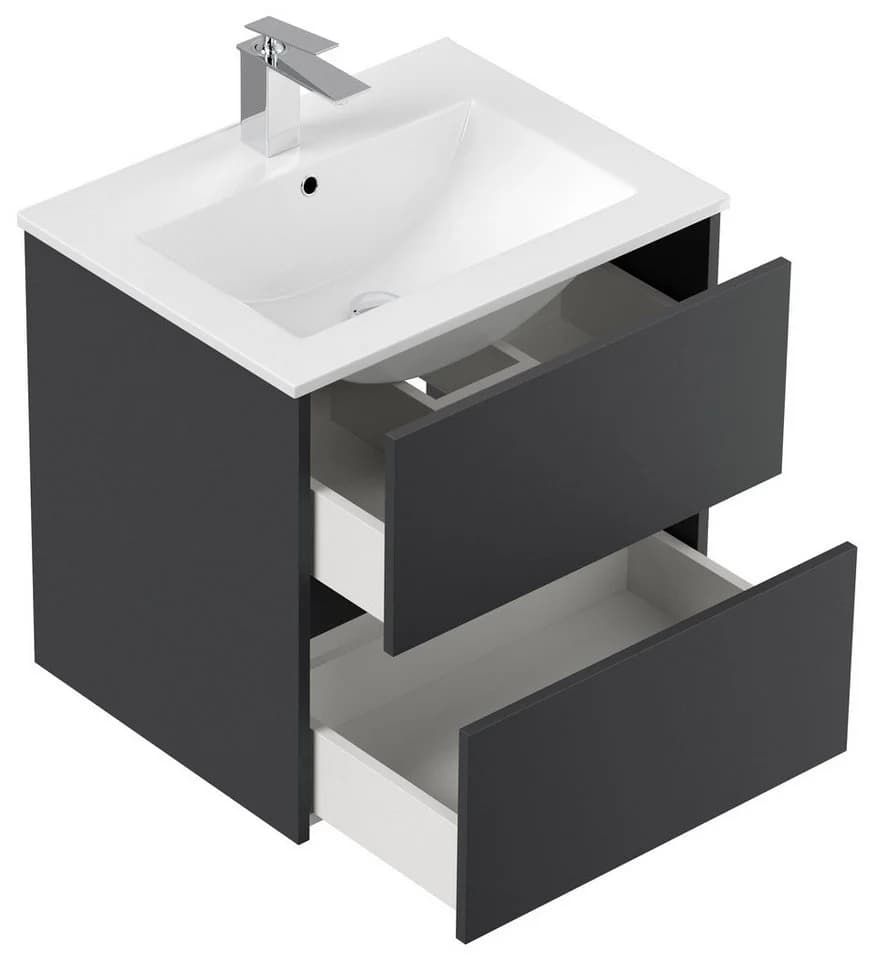 Magnolia Home Badmöbel-Set Taifun 60cm mit Spiegelschrank Softtouch Grau
