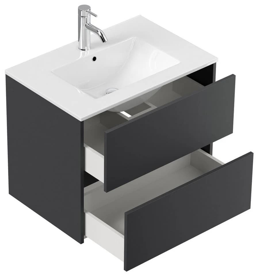 Badmöbel-Set Taifun 70cm 4-tlg. mit Spiegelschrank & 2x Badschrank in Grafit