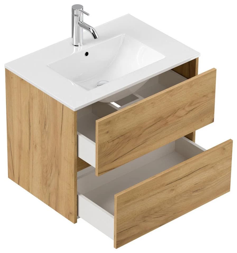 Magnolia Home Badmöbel-Set Taifun 70cm mit Spiegelschrank Eiche Gold - Bild 3