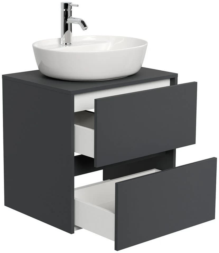 Magnolia Home Badmöbel Taifun 60cm mit ovalem Aufsatzwaschbecken grafit - Bild 4