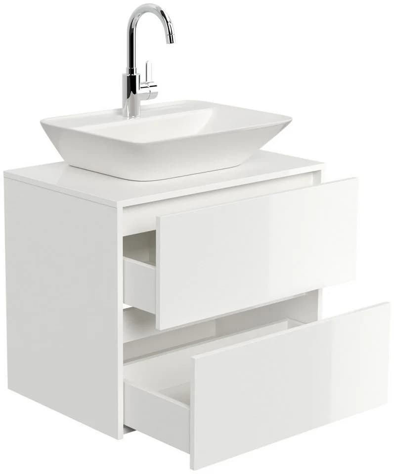 Magnolia Home Badmöbel Taifun 70cm mit Aufsatzwaschbecken weiß hochglanz - Bild 4