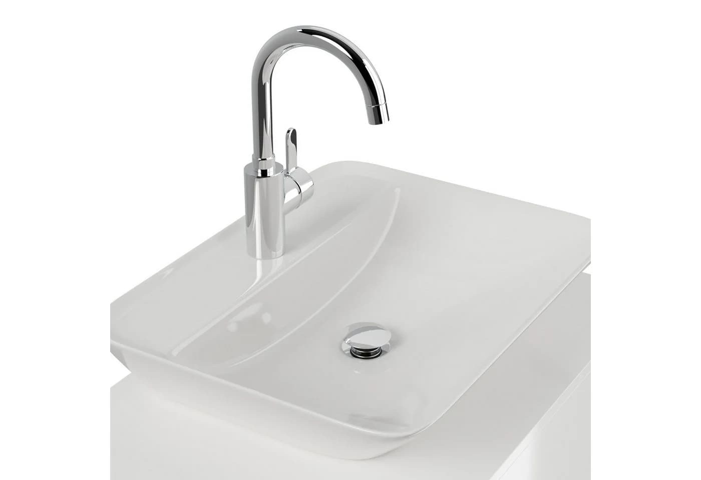 Magnolia Home Badmöbel Taifun 70cm mit Aufsatzwaschbecken weiß hochglanz - Bild 5