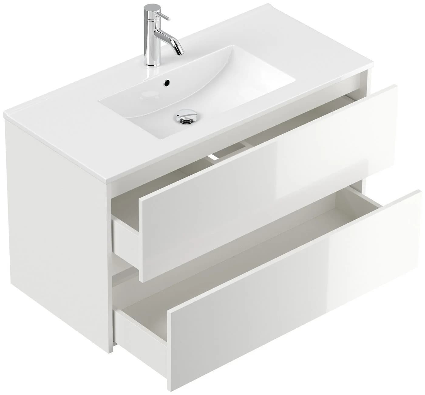 Magnolia Home Badmöbel-Set 3tlg. 100 cm weiß mit LED-Spiegel
