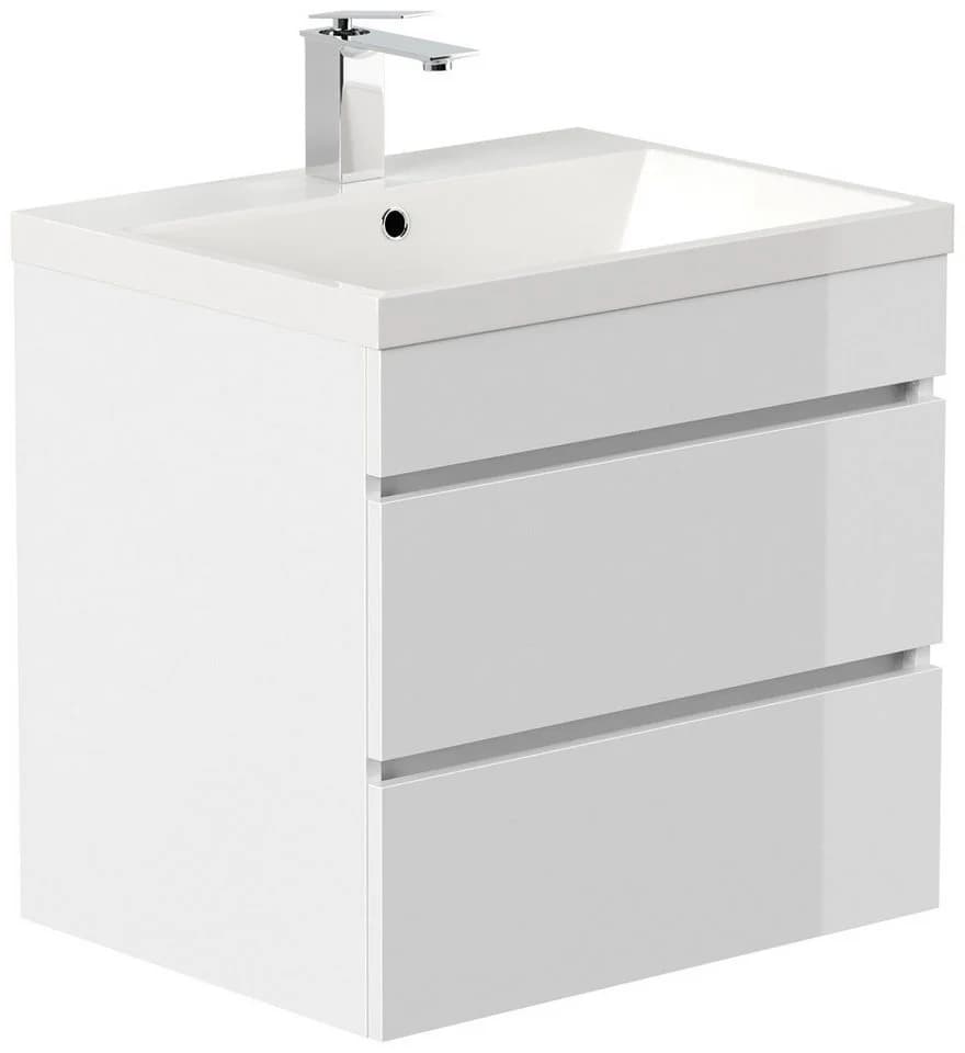 Magnolia Home Waschtisch Badmöbel Via 60 SoftClose Weiß Hochglanz Grifflose Schubladen - Bild 3