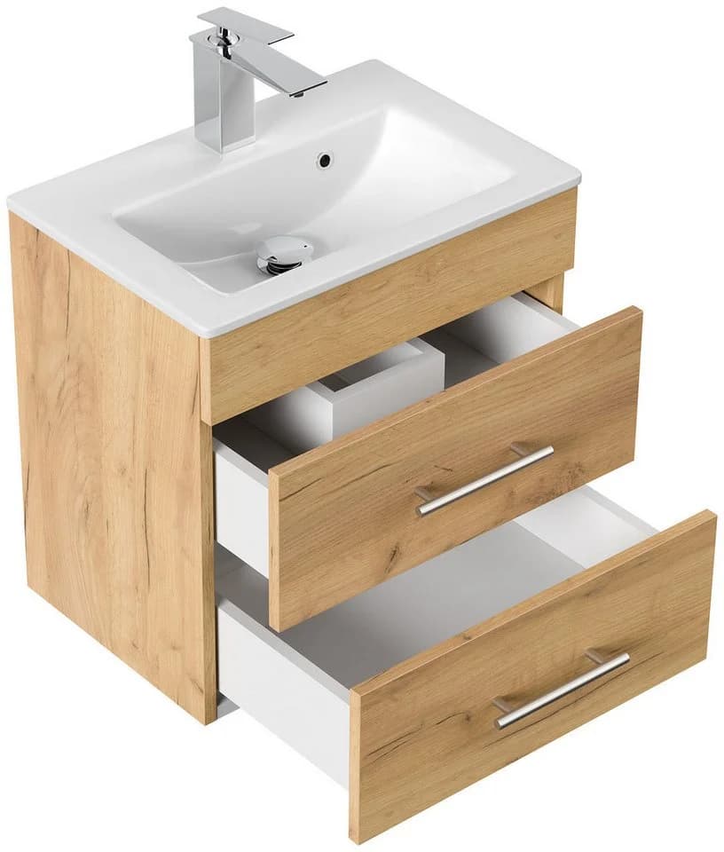 Magnolia Home Badmöbel Mars 500 SlimLine SoftClose eiche gold mit Waschbecken - Bild 4