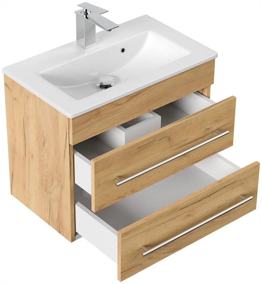 Magnolia Home Waschtisch Badmöbel Mars 600 SlimLine SoftClose Eiche Gold