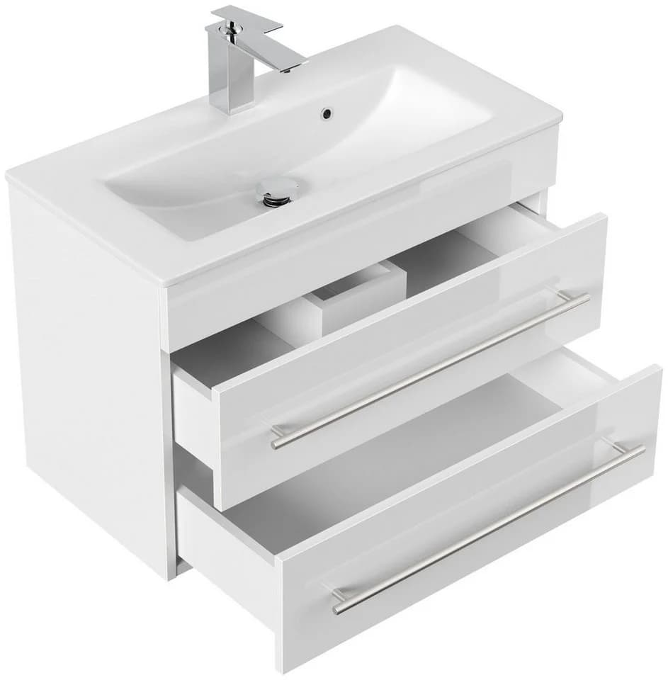 Magnolia Home Waschtisch Badmöbel Mars 700 SlimLine Weiss Hochglanz SoftClose