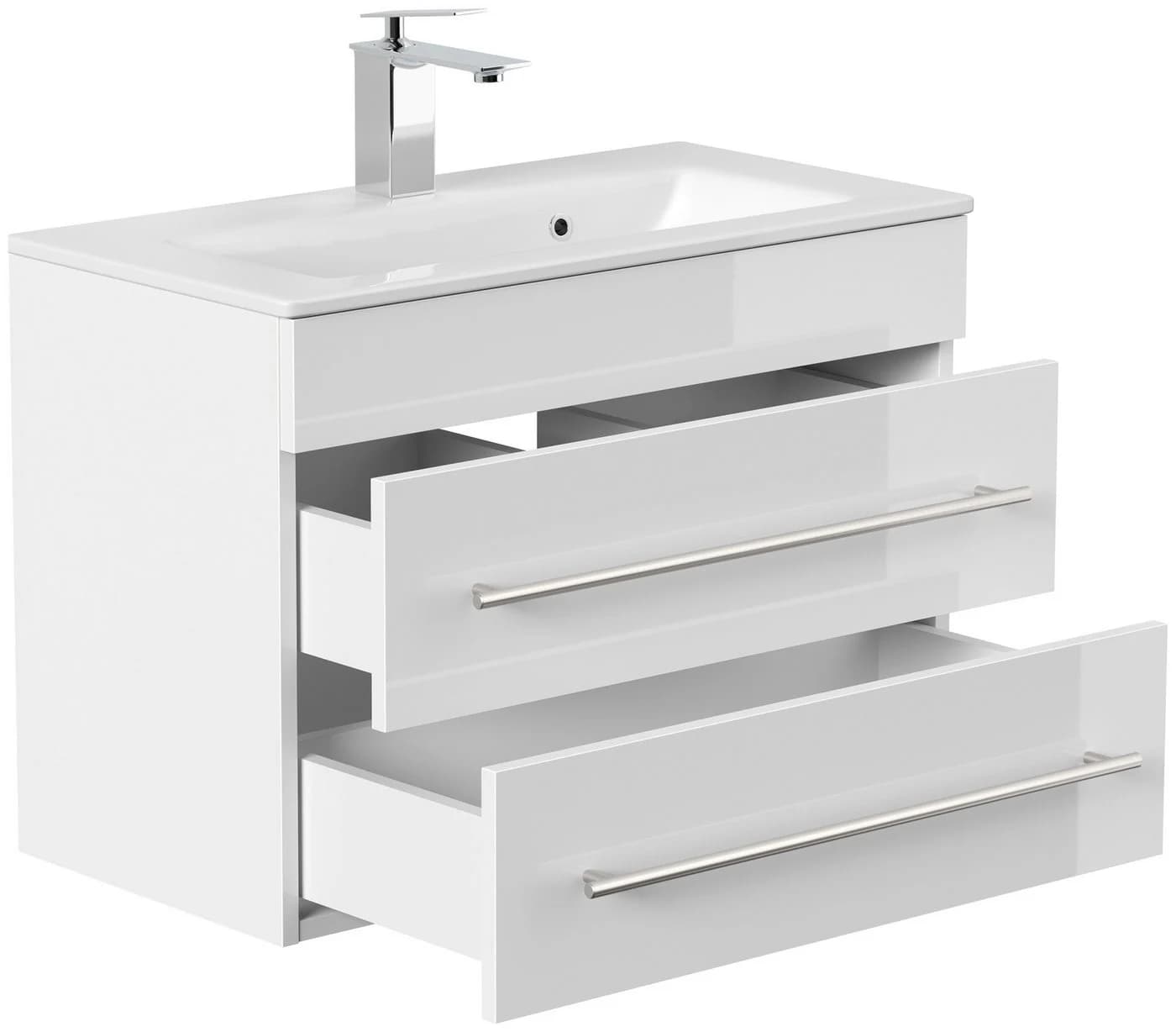 Magnolia Home Waschtisch Badmöbel Mars 700 SlimLine Weiss Hochglanz SoftClose - Bild 4