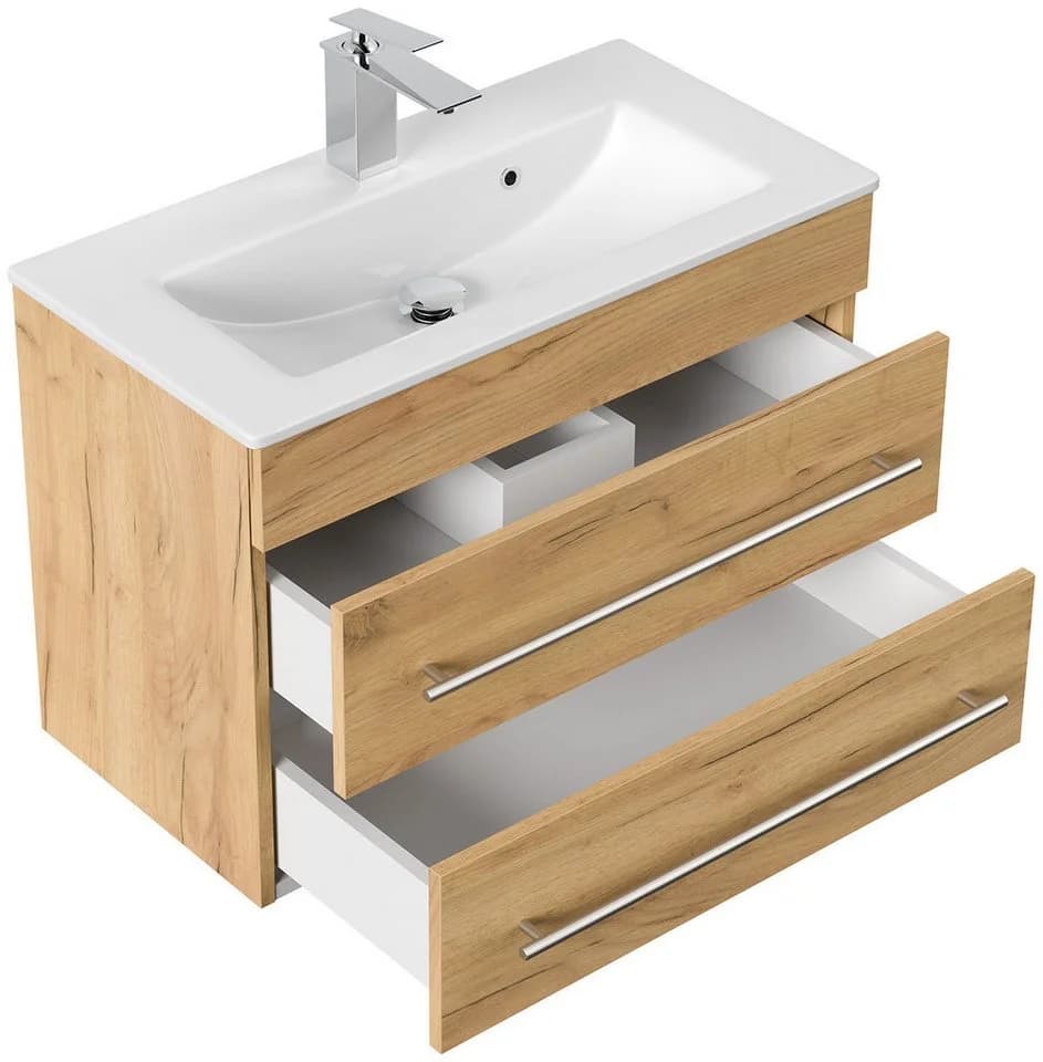 Magnolia Home Waschtisch Badmöbel Mars 700 SlimLine SoftClose Eiche Gold