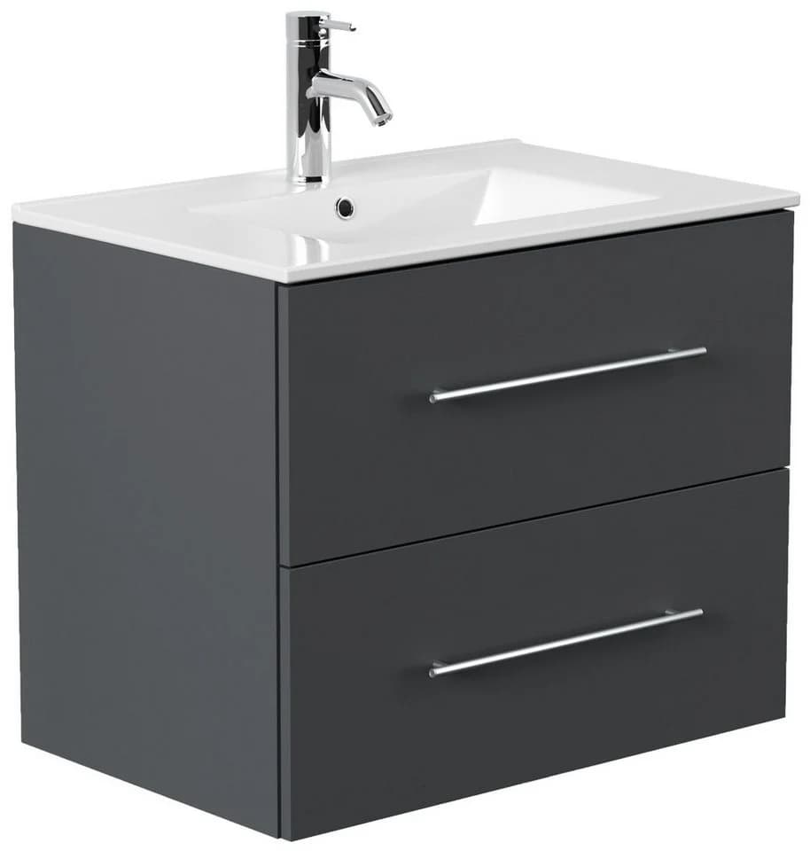 Magnolia Home Badmöbel Set Firenze 70 mit Spiegelschrank Softclose Grau