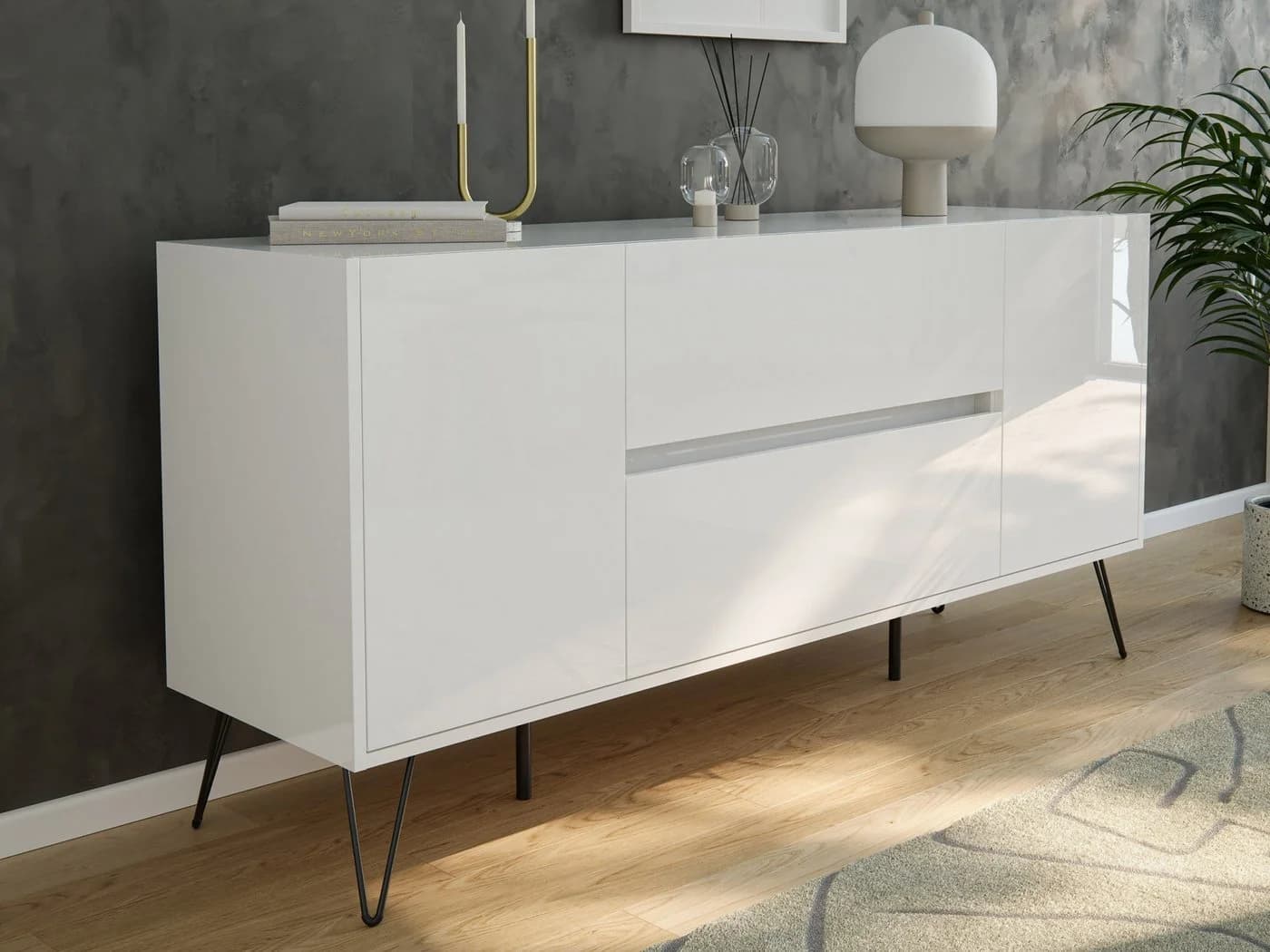 Magnolia Home Sideboard Yako Weiß Hochglanz mit SoftClose - Bild 2