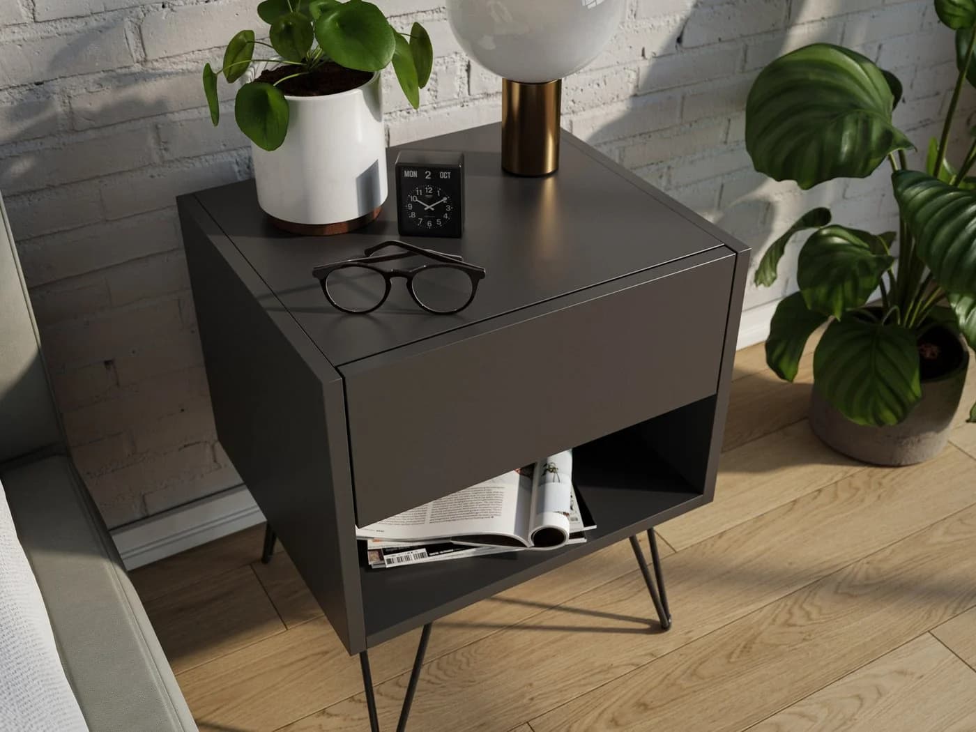 Magnolia Home Nachttisch 2er Set Dion 40cm SoftClose Grafit Softtouch - Bild 3