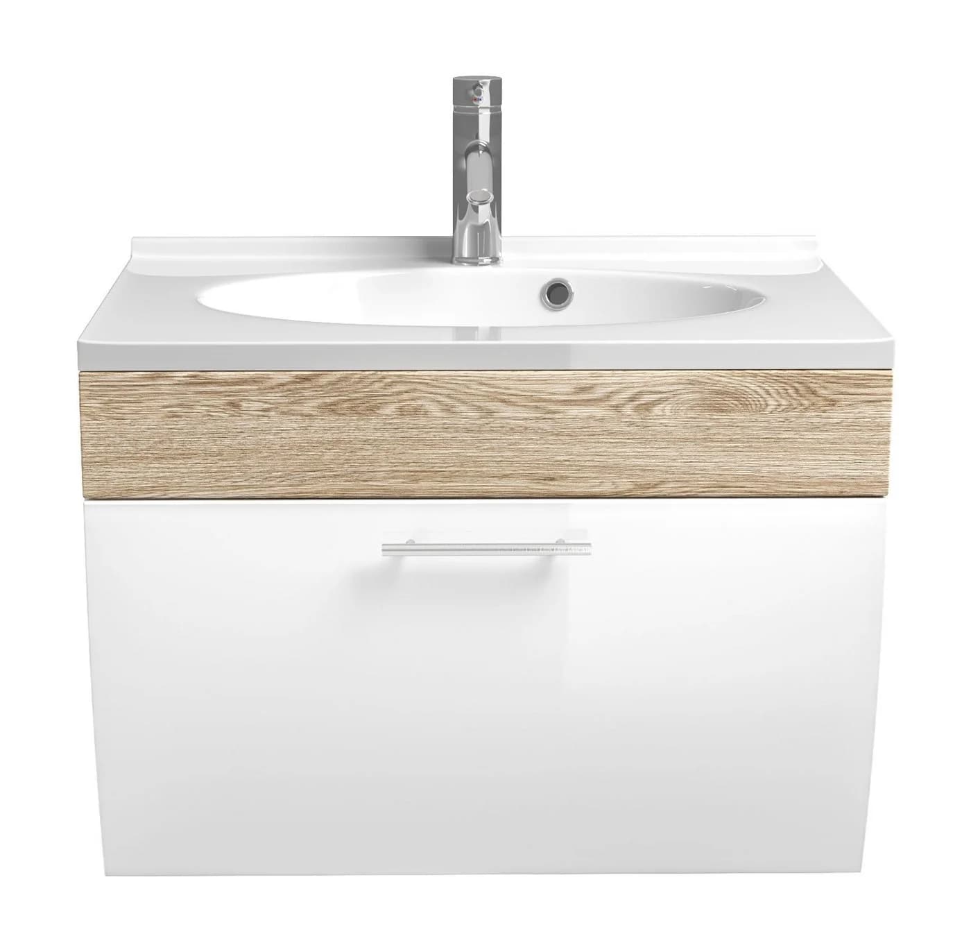 Magnolia Home Waschtisch Badmöbel Anolas 70cm Weiß Eiche Hell - Bild 3