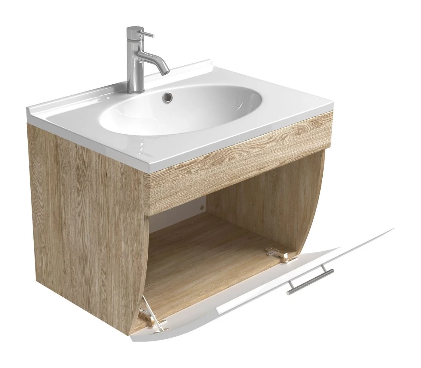 Magnolia Home Waschtisch Badmöbel Anolas 70cm Weiß Eiche Hell - Bild 4