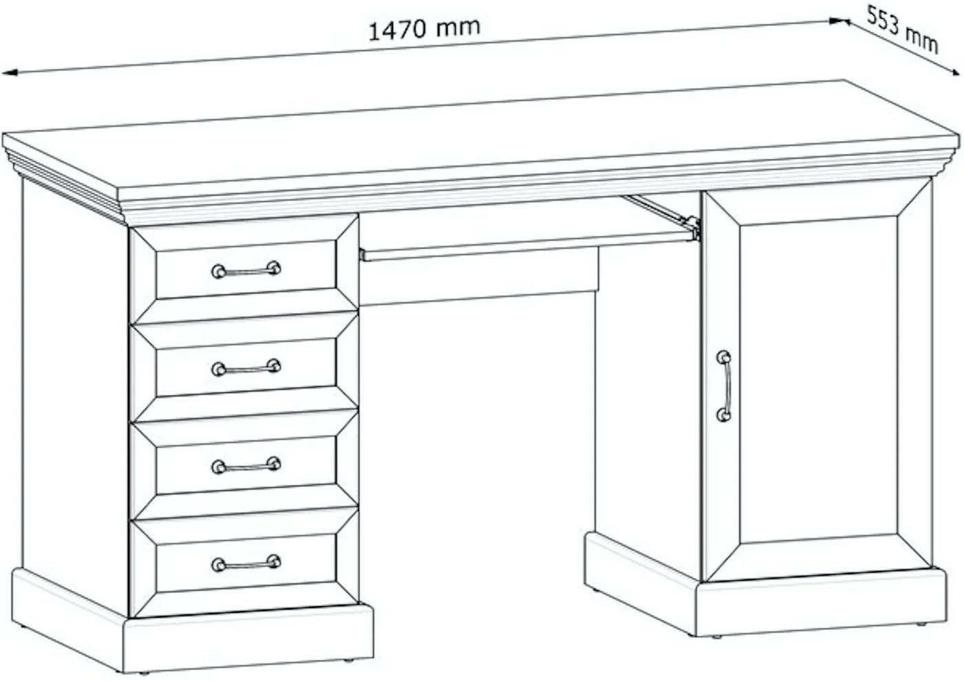 Feldmann-Wohnen Schreibtisch Royal Pinie Weiß Wildeiche Landhaus-Stil - Bild 5