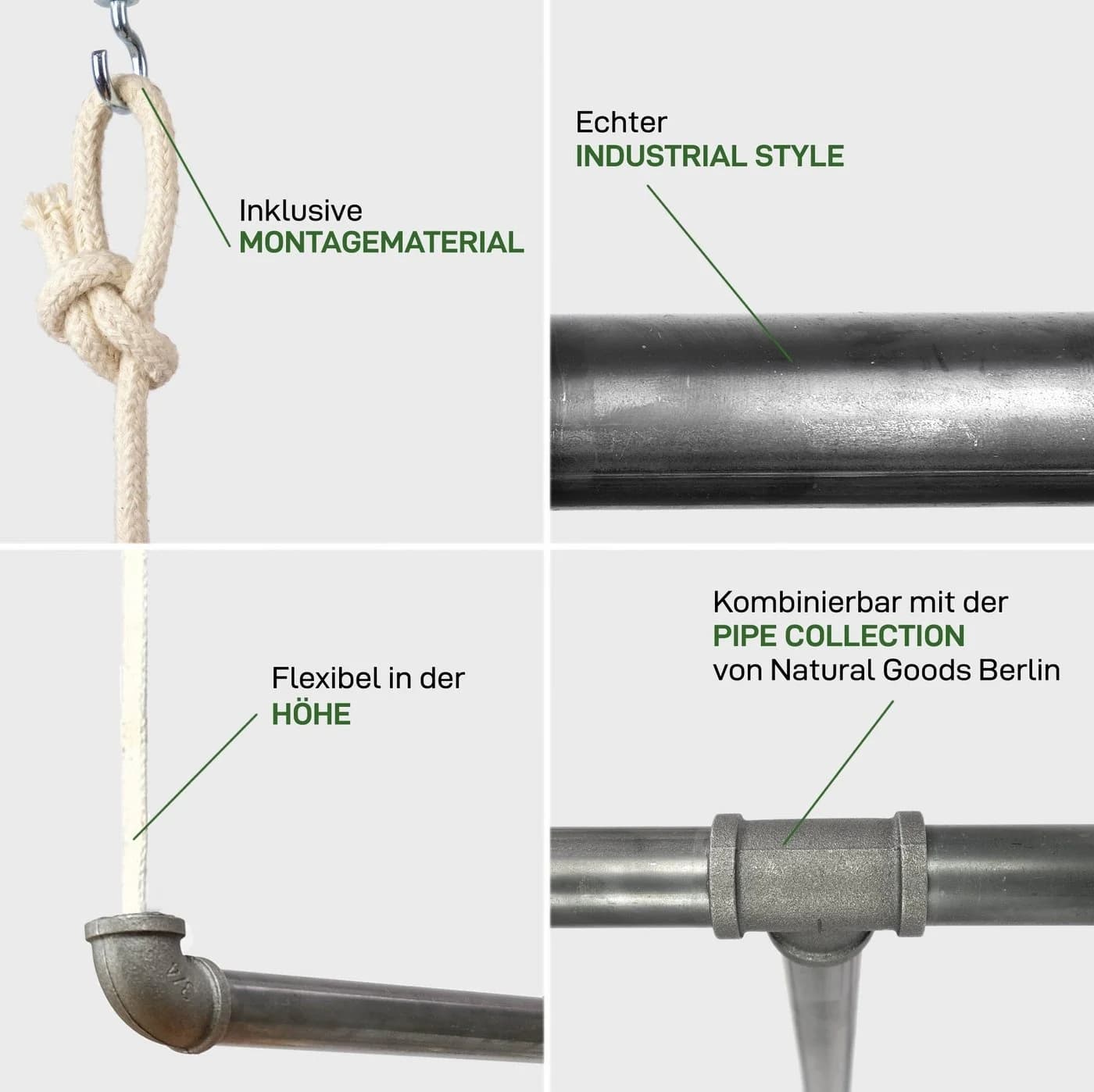 Natural Goods Berlin Garderobenstange Pipe GARD Swing Industrial - Bild 2
