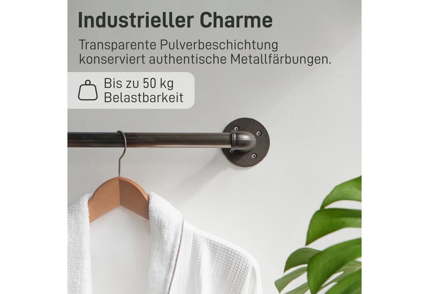 Natural Goods Berlin Garderobenstange Pipe GARD Wall Industrial Grau - Bild 3