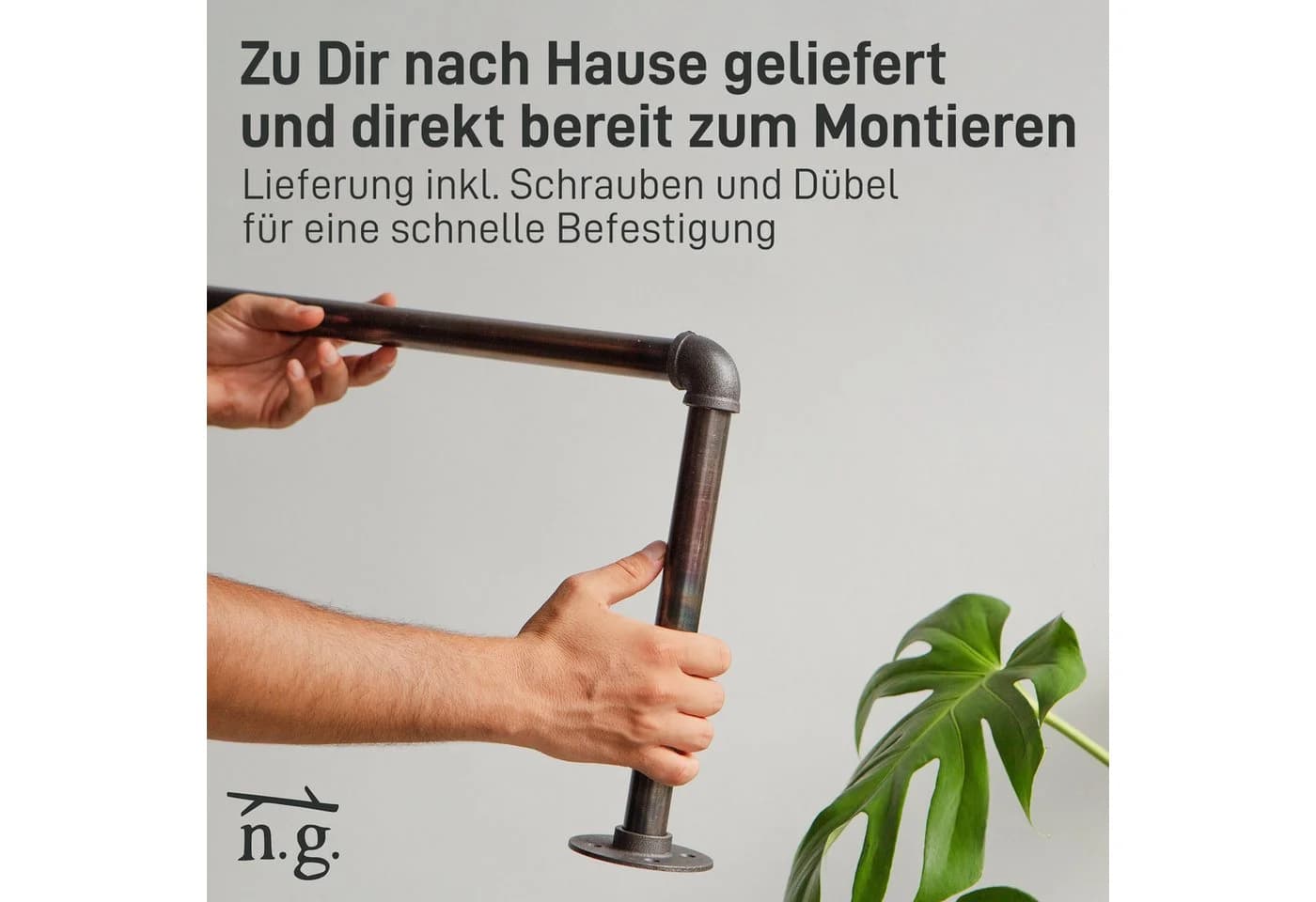 Natural Goods Berlin Garderobenstange Pipe GARD Wall Industrial Grau - Bild 5