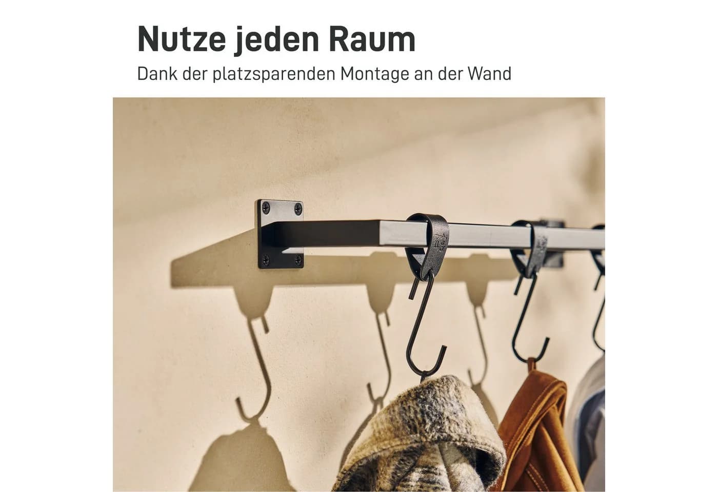 Natural Goods Berlin Wandgarderobe Kleiderstange RECHTECK Schwarz - Bild 2