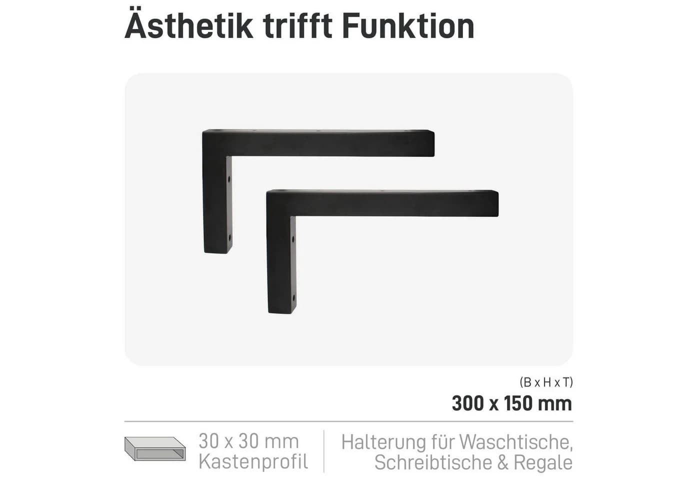 Natural Goods Berlin Wandregalhalter Kreuzberg Schwarz 2-tlg.