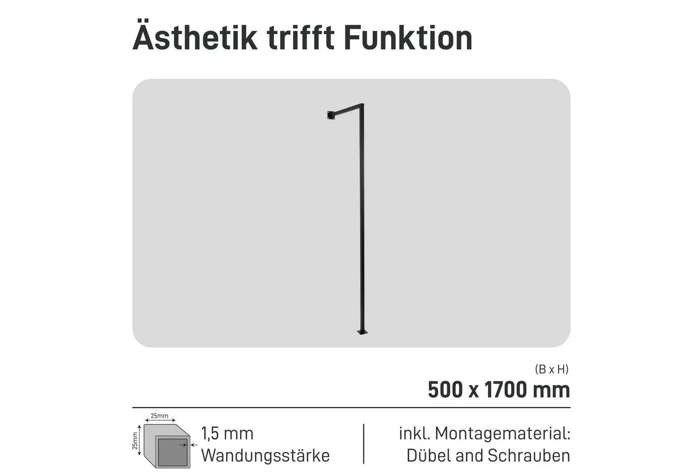 Natural Goods Berlin Wandgarderobe POLE Pulverbeschichtet Schwarz