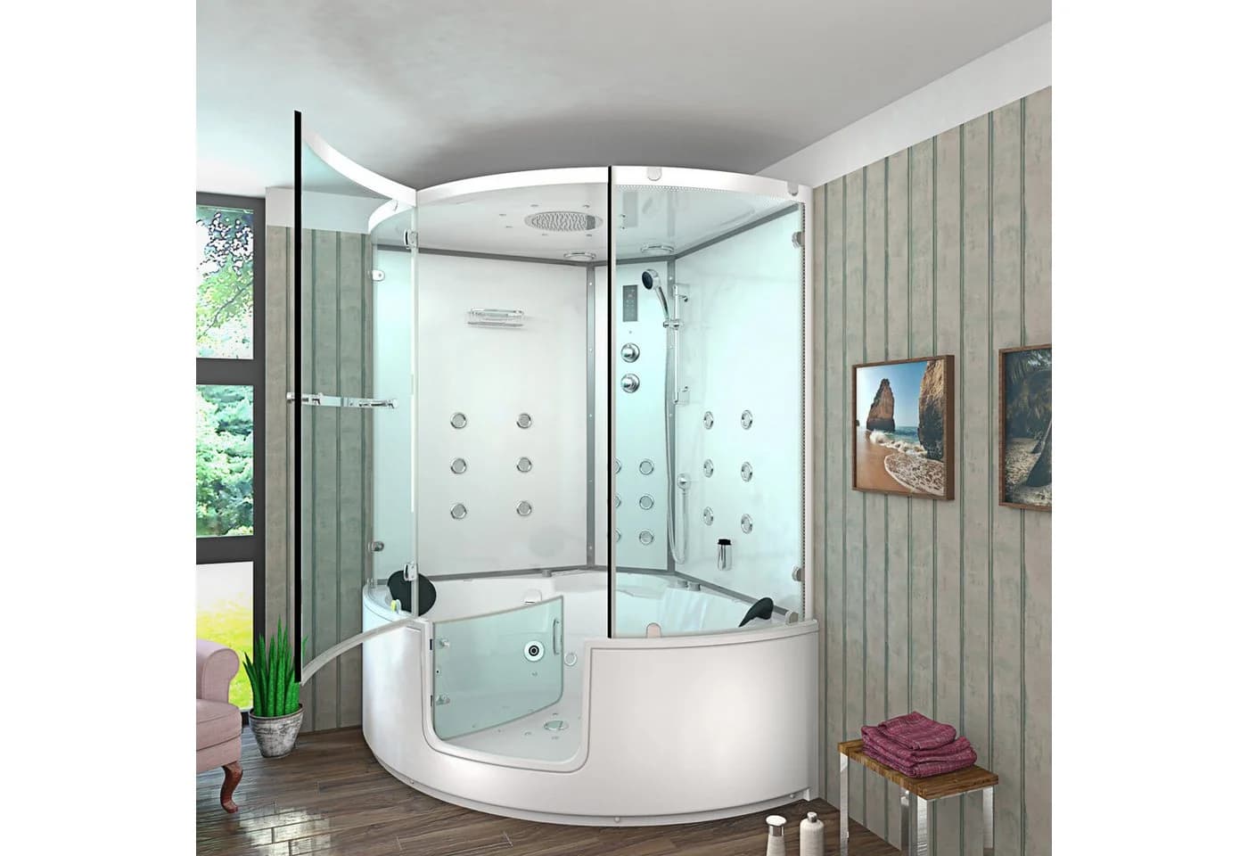 AcquaVapore Großraumdusche mit Dampfdusche, Whirlpool & Massagedüsen Weiß - Bild 3
