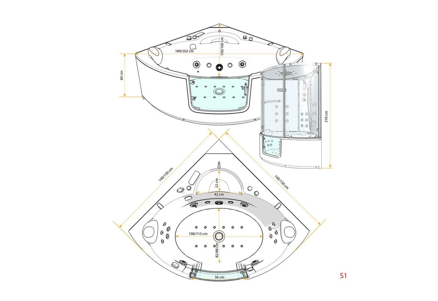 AcquaVapore Großraumdusche mit Dampfdusche, Whirlpool & Massagedüsen Weiß - Bild 4