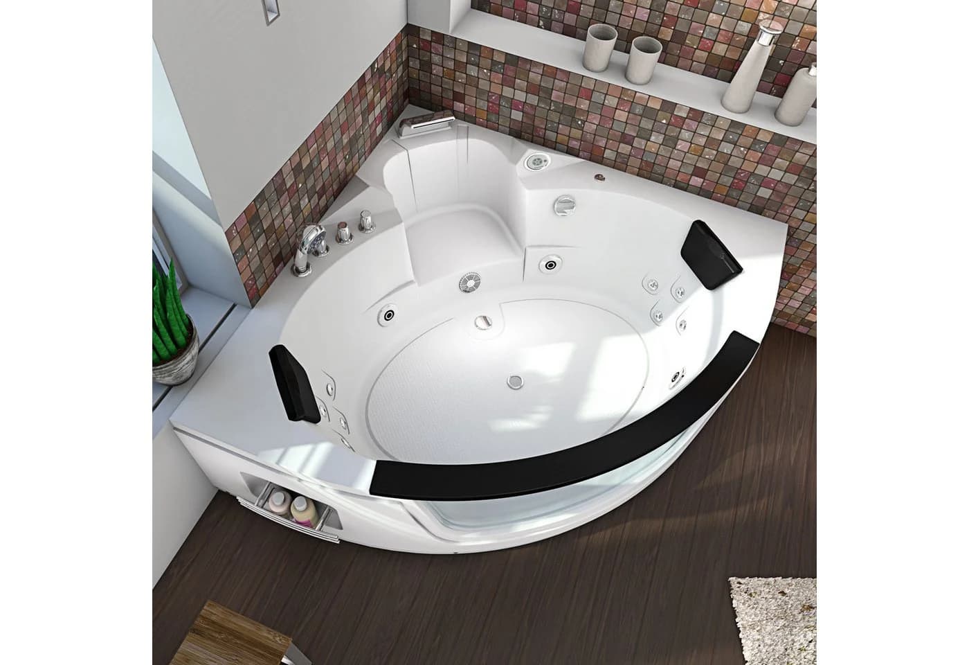 AcquaVapore Whirlpool-Badewanne 140x140cm mit Reinigungsfunktion