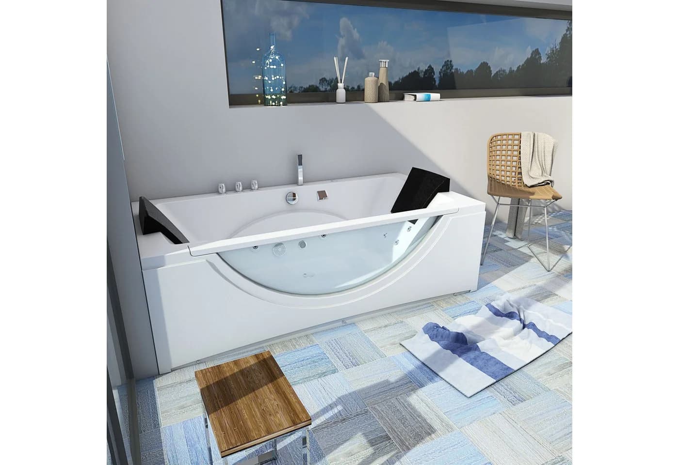 AcquaVapore Whirlpool-Badewanne Eckwanne W81-A-ALL Weiß mit Wassermassage - Bild 4