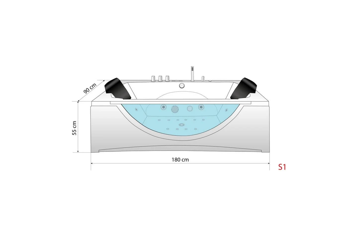 AcquaVapore Whirlpool-Badewanne Eckwanne W81-A-ALL Weiß mit Wassermassage - Bild 5