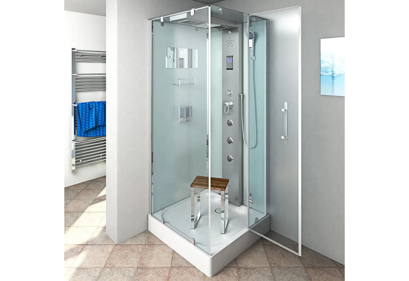 AcquaVapore Komplettdusche D38-20R0 Weiß mit Sicherheitsglas und Multimedia