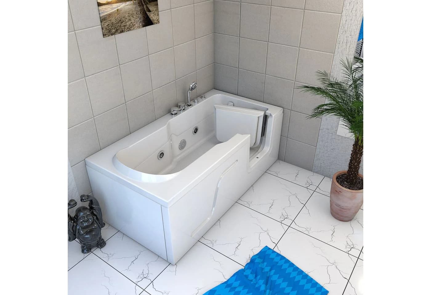 AcquaVapore Whirlpool-Badewanne Seniorenwanne mit Tür weiß - Bild 3