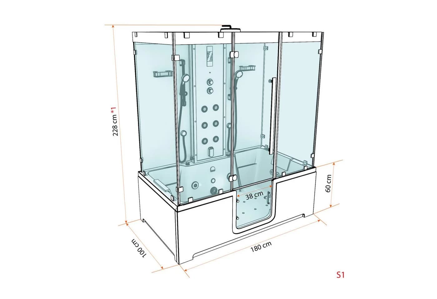AcquaVapore Duschkabine Whirlpool Badewanne Schwarz ESG - Bild 5