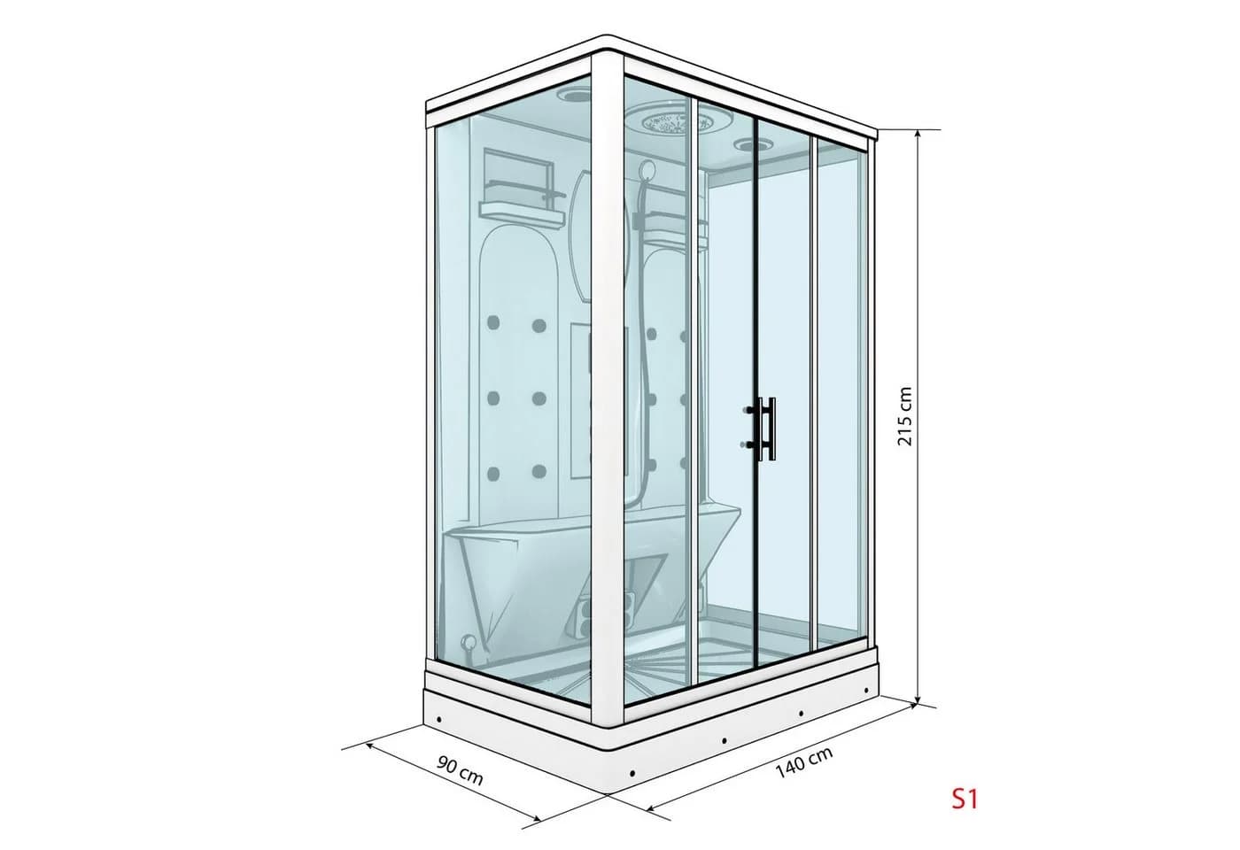 AcquaVapore Dampfdusche 140x90cm mit Regendusche & Dampfgenerator - Bild 5