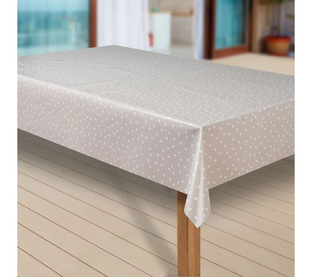 Laro Tischdecke Wachstuch Punktiert Beige/Weiß - Bild 3